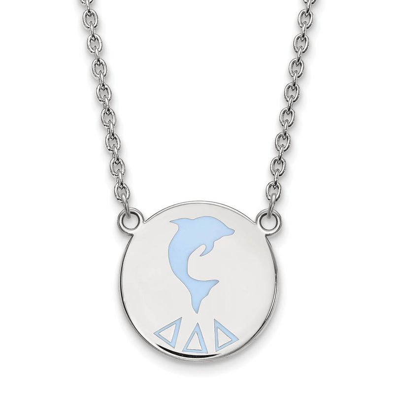 Sterling Silver Delta Delta Delta Large Enamel Necklace